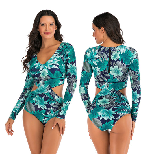 Long Sleeve One Piece Surfing Swimwear-STYLEGOING