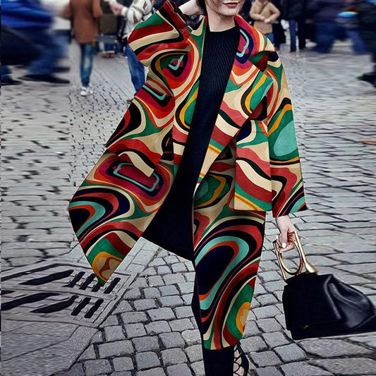 Women Winter Turnover Ocllar Pocket Long Overcoat-STYLEGOING