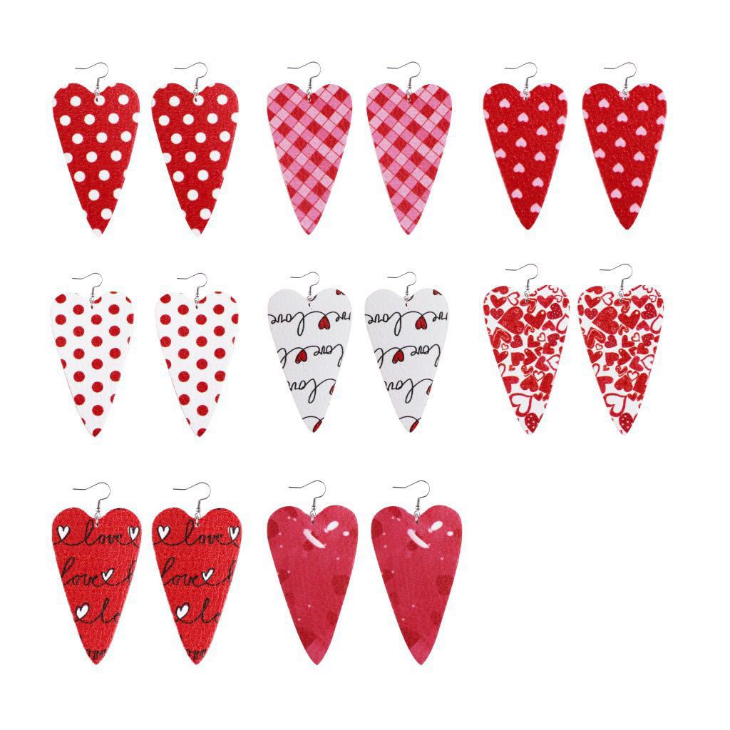 Sweetheart Design Pu Leather Earrings for Women 3pcs/Set