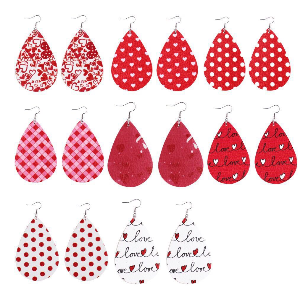 Sweetheart Design Pu Leather Earrings for Women 3pcs/Set