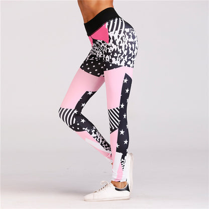 Pink Leopard Print Yoga Leggings for Women