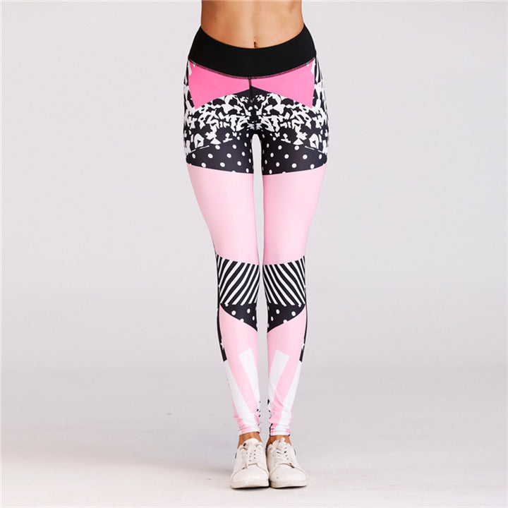 Pink Leopard Print Yoga Leggings for Women