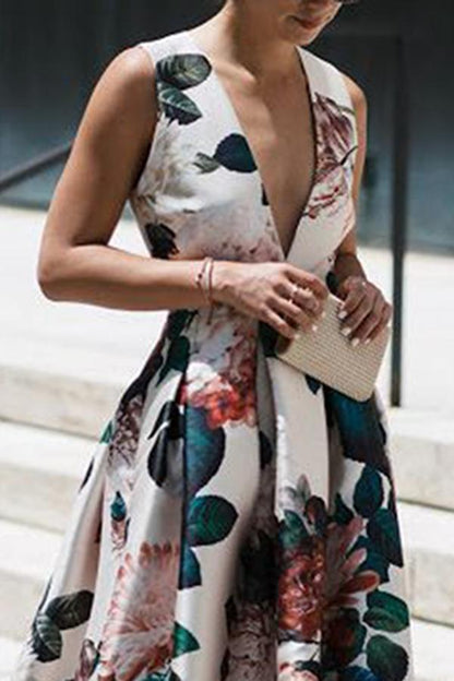 Sexy Floral Print Sleeveless Summer Women Long Dresses