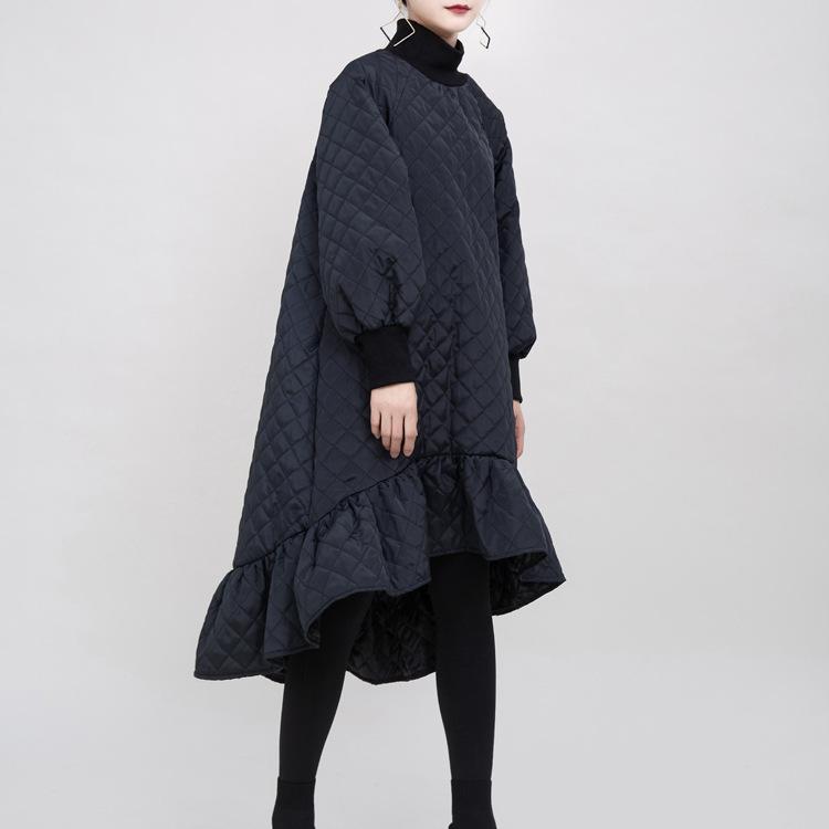 Black Ruffled Mermaid Winter Thicken Asymetrical Dresses