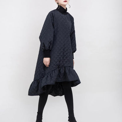 Black Ruffled Mermaid Winter Thicken Asymetrical Dresses