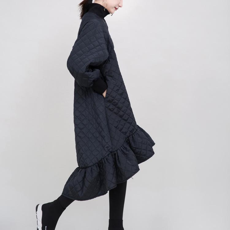 Black Ruffled Mermaid Winter Thicken Asymetrical Dresses