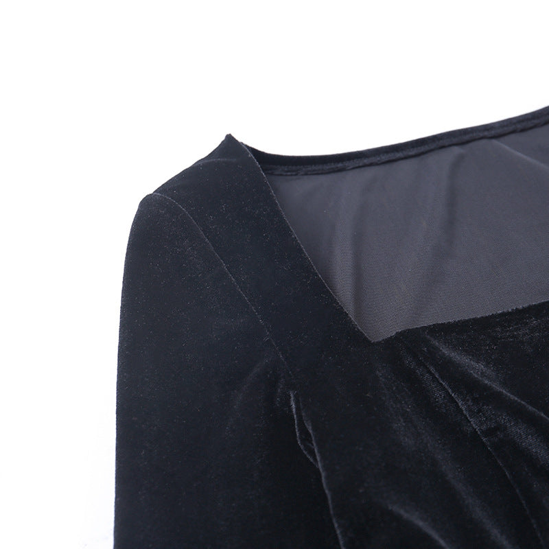 Vintage Black Split Front Mini Dresses