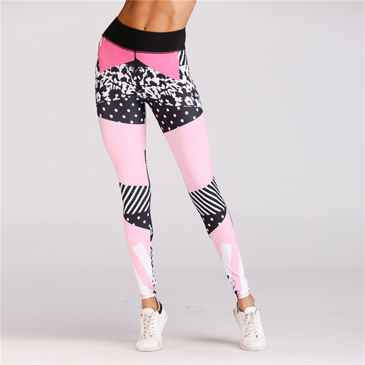 Pink Leopard Print Yoga Leggings for Women