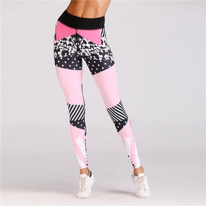 Pink Leopard Print Yoga Leggings for Women