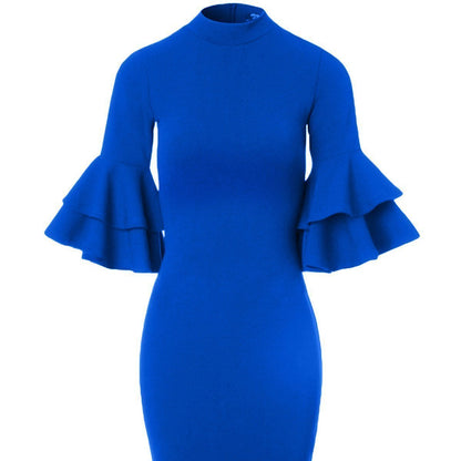 Sexy Bodycon Ruffled Plus Size Midi Dresses-STYLEGOING