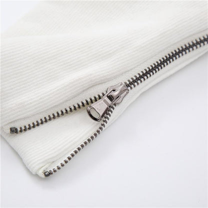 Women Round Neck Zipper Loose Hoodies Sweaters