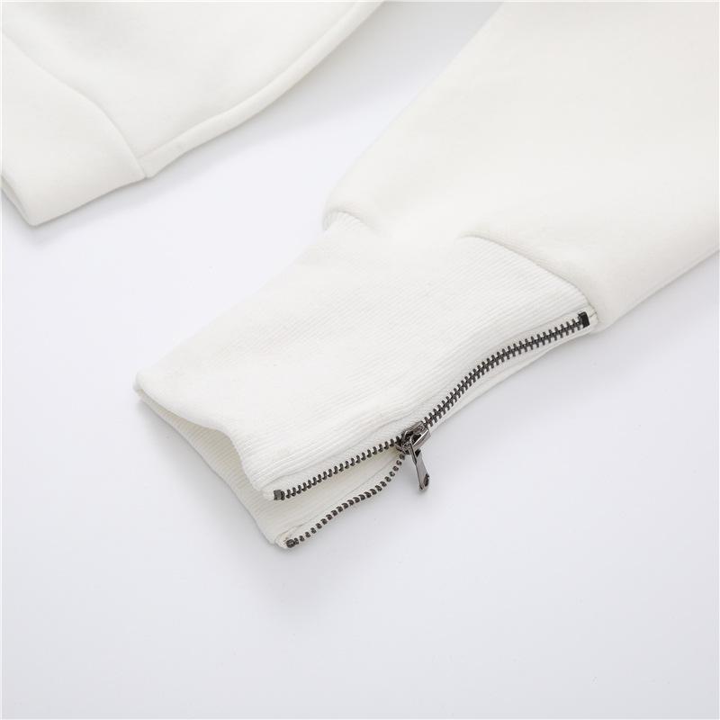 Women Round Neck Zipper Loose Hoodies Sweaters
