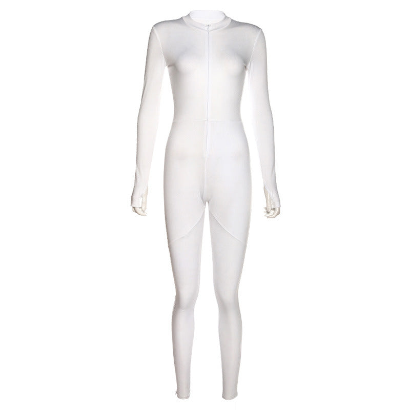 Sexy High Waist Zipper Yoga Exercising Jumpsuits