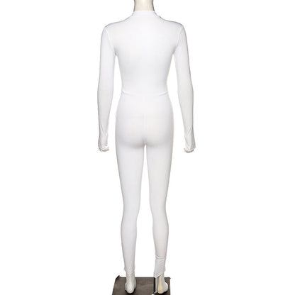 Sexy High Waist Zipper Yoga Exercising Jumpsuits