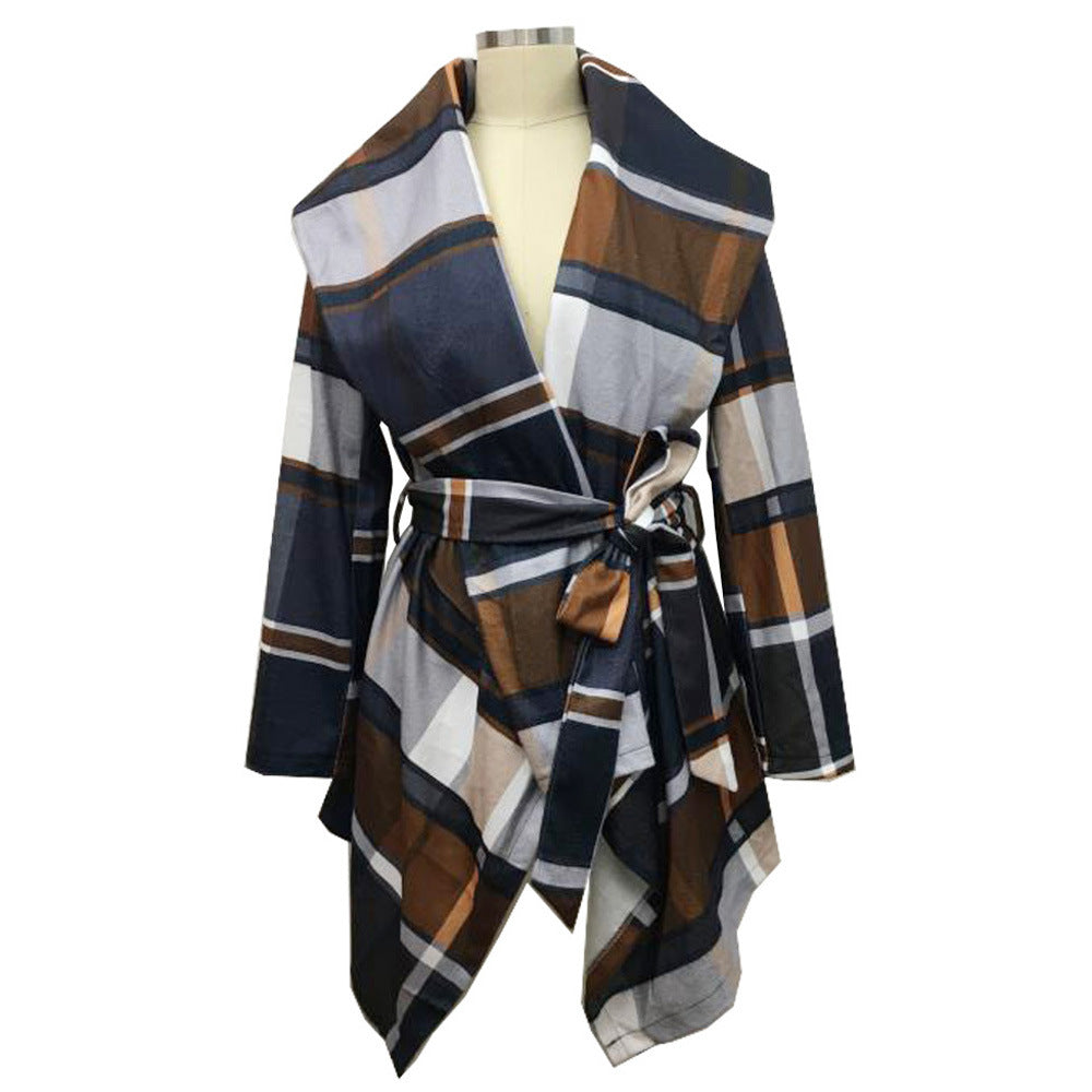 Women Plaid Woolen Winter Overcoat