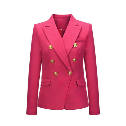Fashion Women Long Sleeves Casual Blazers-Rose Red-S-Free Shipping at meselling99