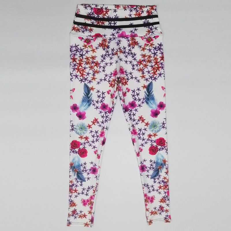 Sexy Peach Flower Print Yoga Suits
