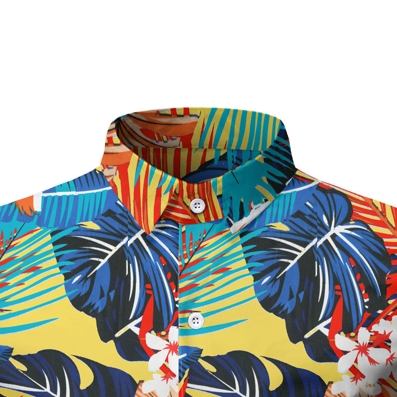 Leaf Print Summer Men's Short Sleeves T Shirts