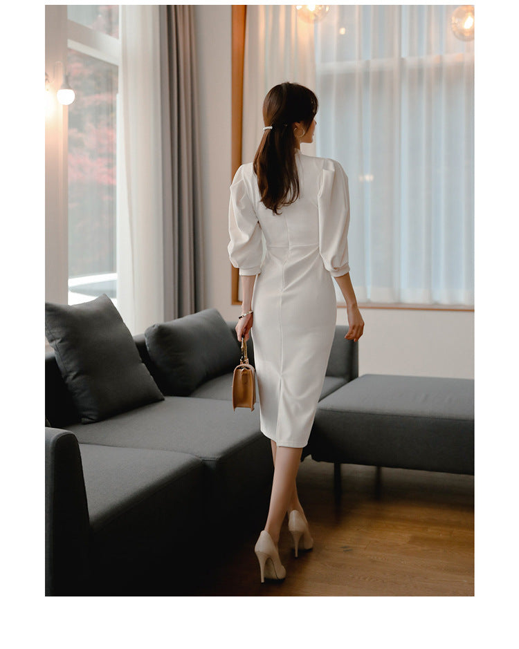 Elegant High Neck Puff Sleeves Sexy Dresses for Women