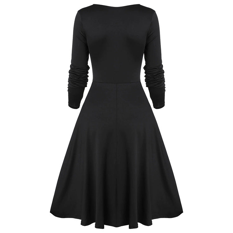 Vintage Middle Age Lace Long Sleeves Dresses for Women