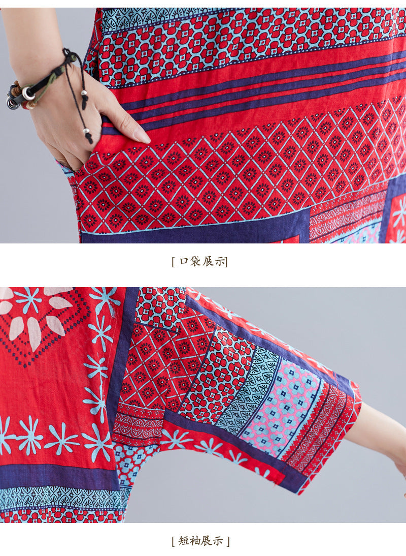 Ethnic Summer Linen Plus Sizes Dresses