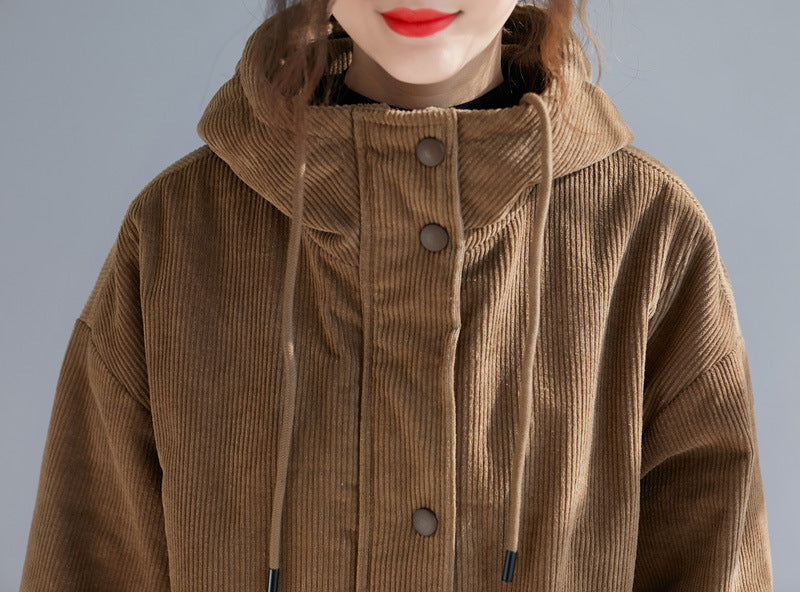 Women Plus Sizes Warm Overcoats with Hats