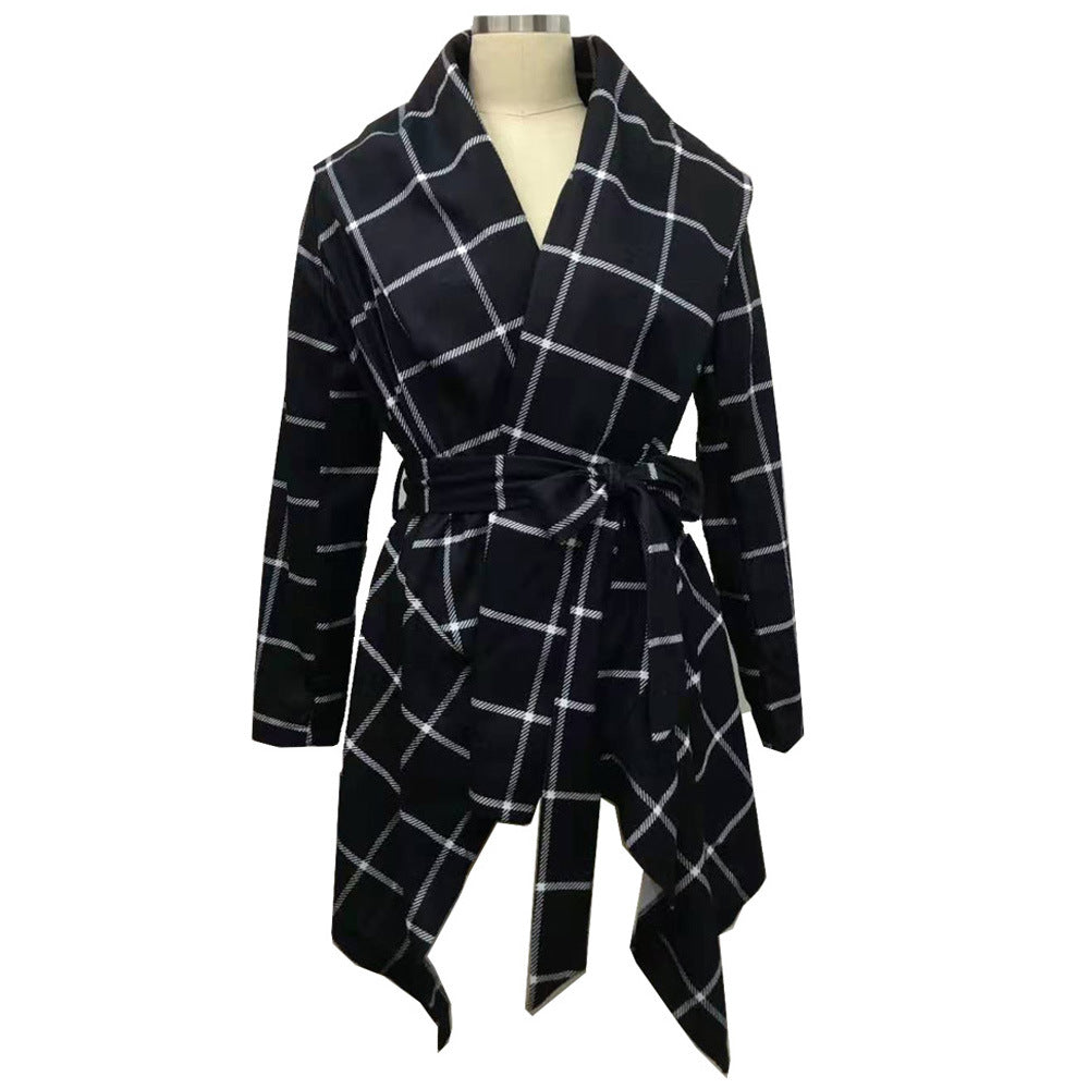 Women Plaid Woolen Winter Overcoat