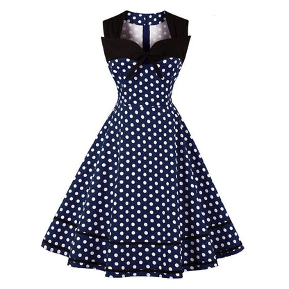 Women Square Neckline Sleeveless Plus Sizes Vintage Dresses-STYLEGOING
