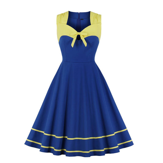 Women Square Neckline Sleeveless Plus Sizes Vintage Dresses-STYLEGOING