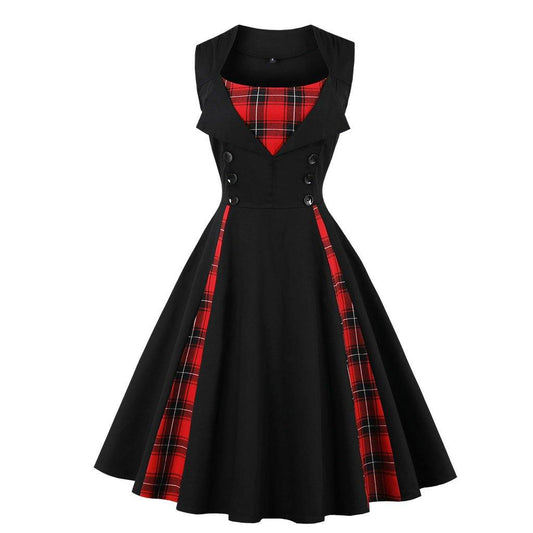 Vintage Plus Sizes Classy Midi Dresses-STYLEGOING