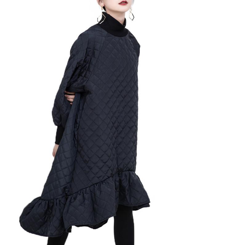 Black Ruffled Mermaid Winter Thicken Asymetrical Dresses