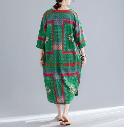 Ethnic Summer Linen Plus Sizes Dresses