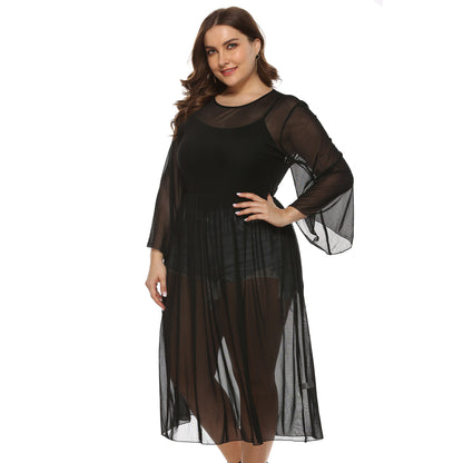 Black Sexy See Throught Plus Sizes Summber Beach Cover Ups