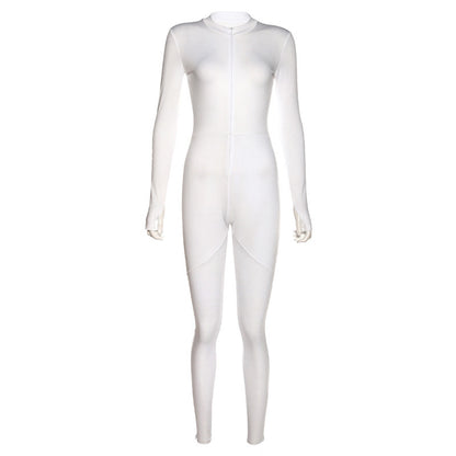 Sexy High Waist Zipper Yoga Exercising Jumpsuits