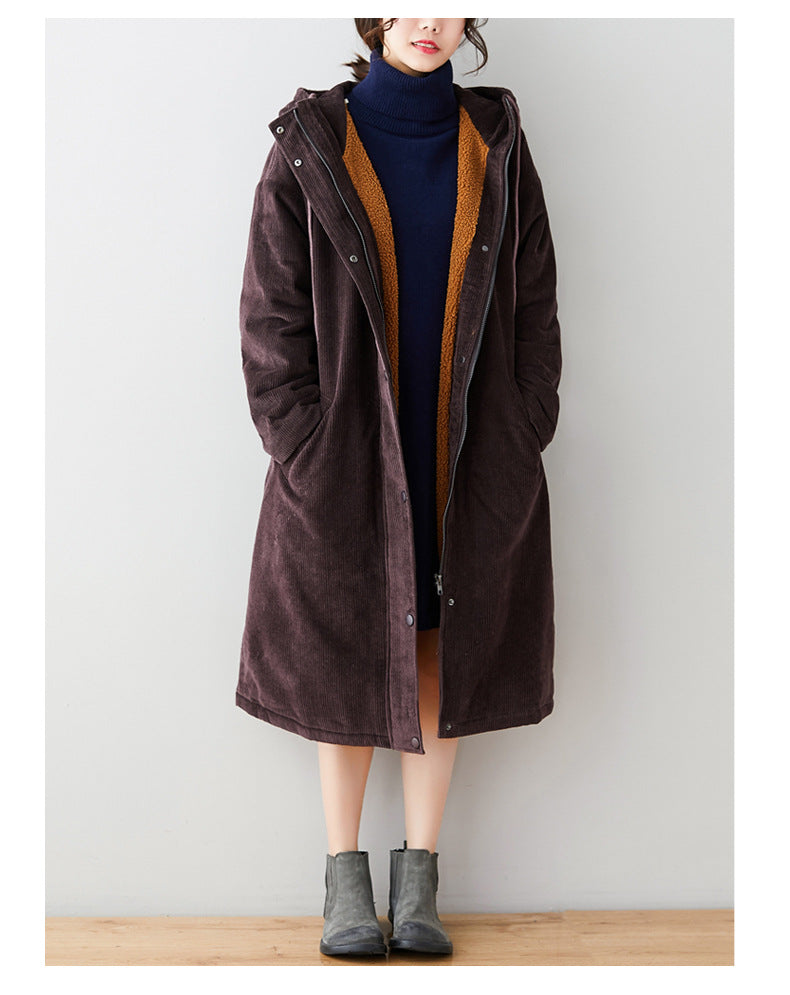 Women Plus Sizes Warm Overcoats with Hats