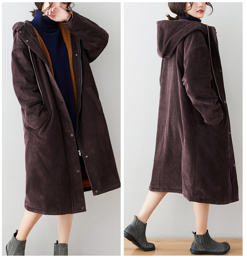 Women Plus Sizes Warm Overcoats with Hats