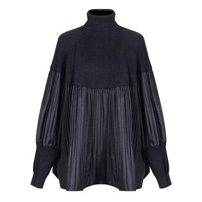 Black Turtleneck Women Knitting Blouses
