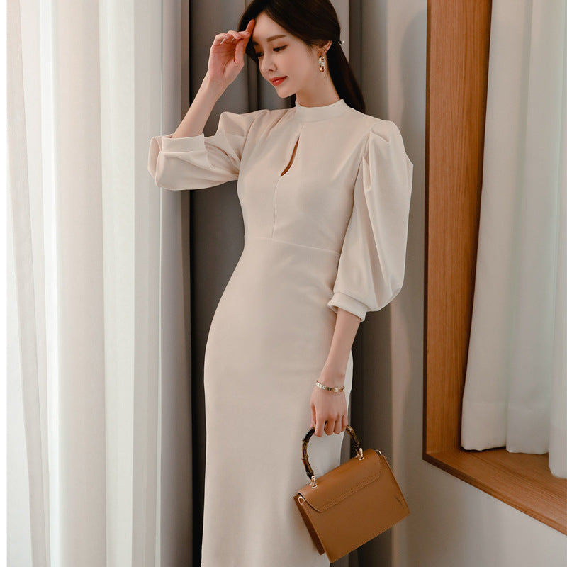 Elegant High Neck Puff Sleeves Sexy Dresses for Women