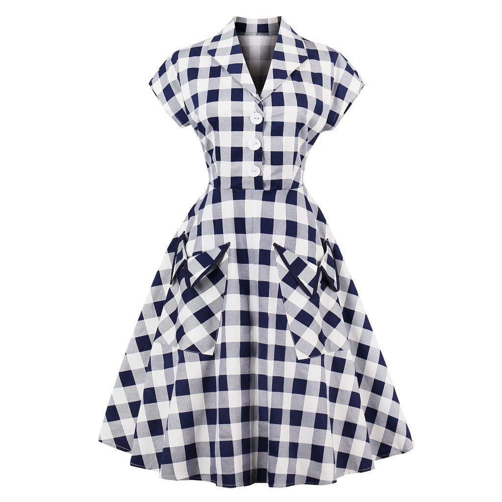 Plus Sizes Plaid Midi Length Dresses-STYLEGOING