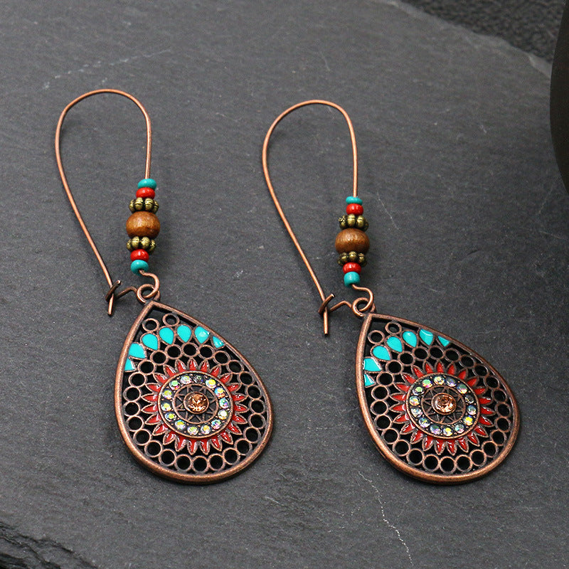 Vintage Leaf Design Bohemian Drop Earrings