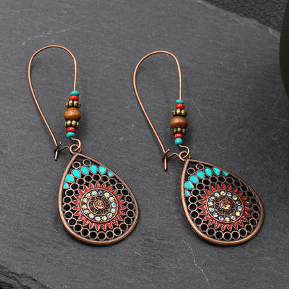 Vintage Leaf Design Bohemian Drop Earrings