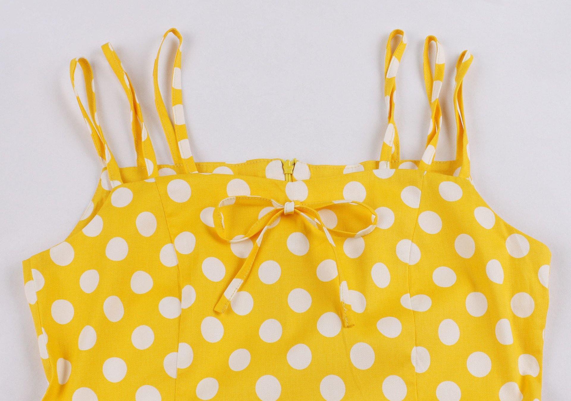 Women Summer Sphagetti Straps Dot Print Dresses-STYLEGOING
