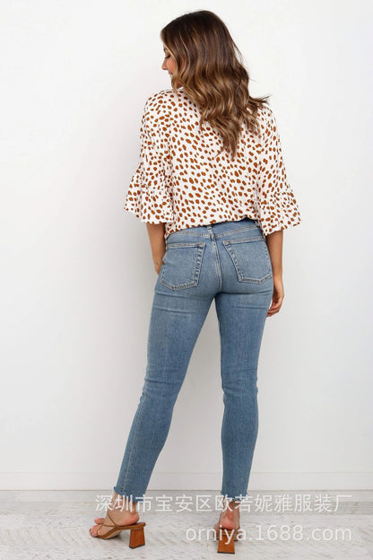 Casual Summer Sexy Print Women Blouses
