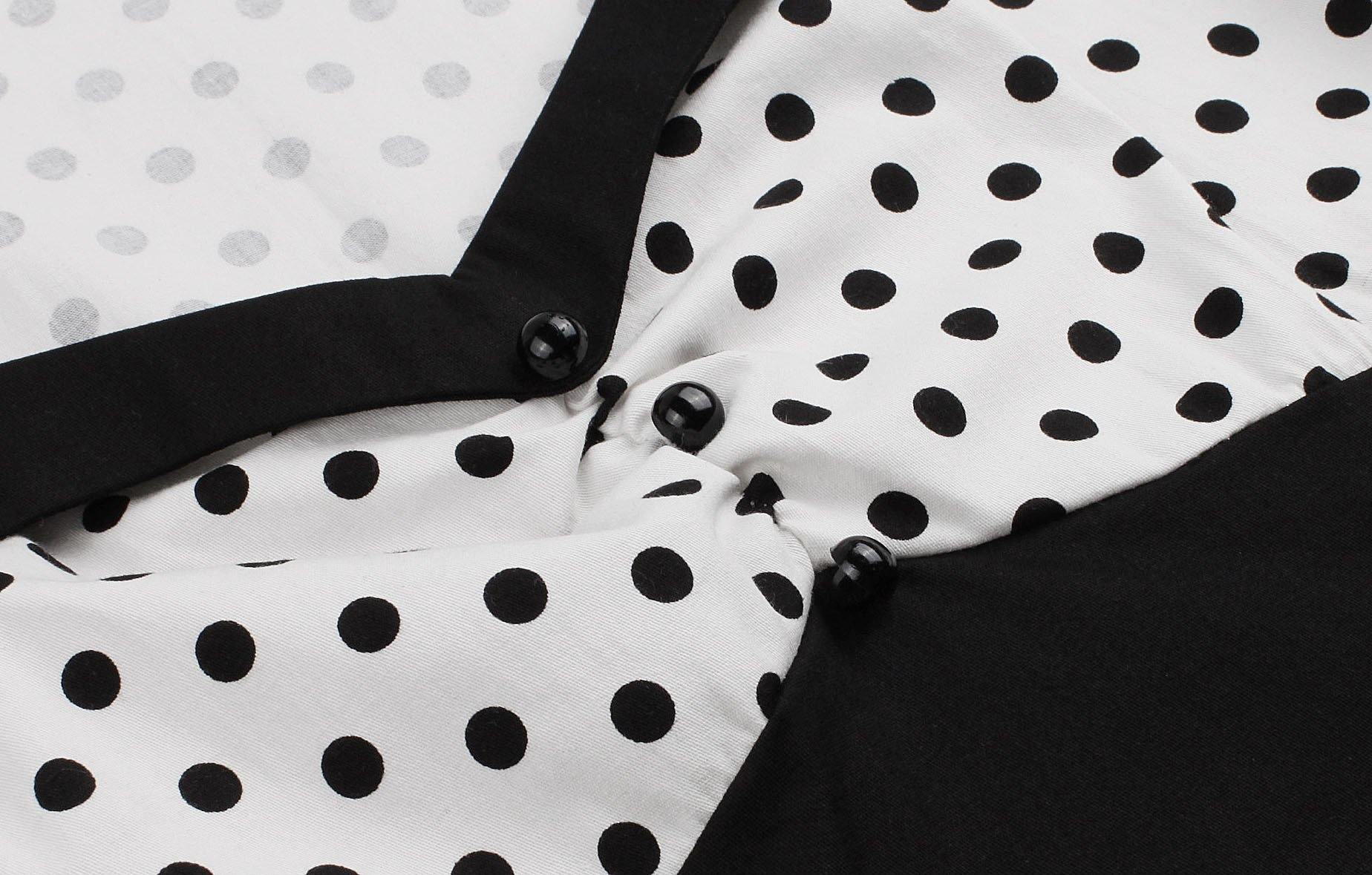 Square Neckline Dot Print Plus Size Retro Dresses-STYLEGOING