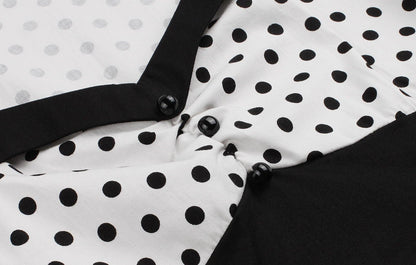 Square Neckline Dot Print Plus Size Retro Dresses-STYLEGOING