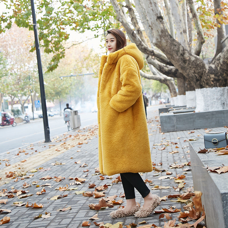 Winter Artificial Fur Warm Overcoat for Women