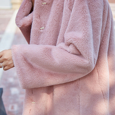 Winter Artificial Fur Warm Overcoat for Women