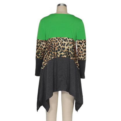 Women Round Neck Leopard Long Sleeves Sweaters-STYLEGOING