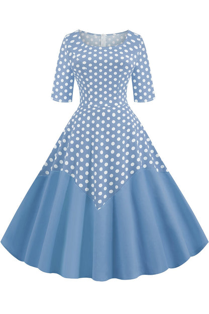 Round Neck Half Sleeves Vintage Dresses-STYLEGOING