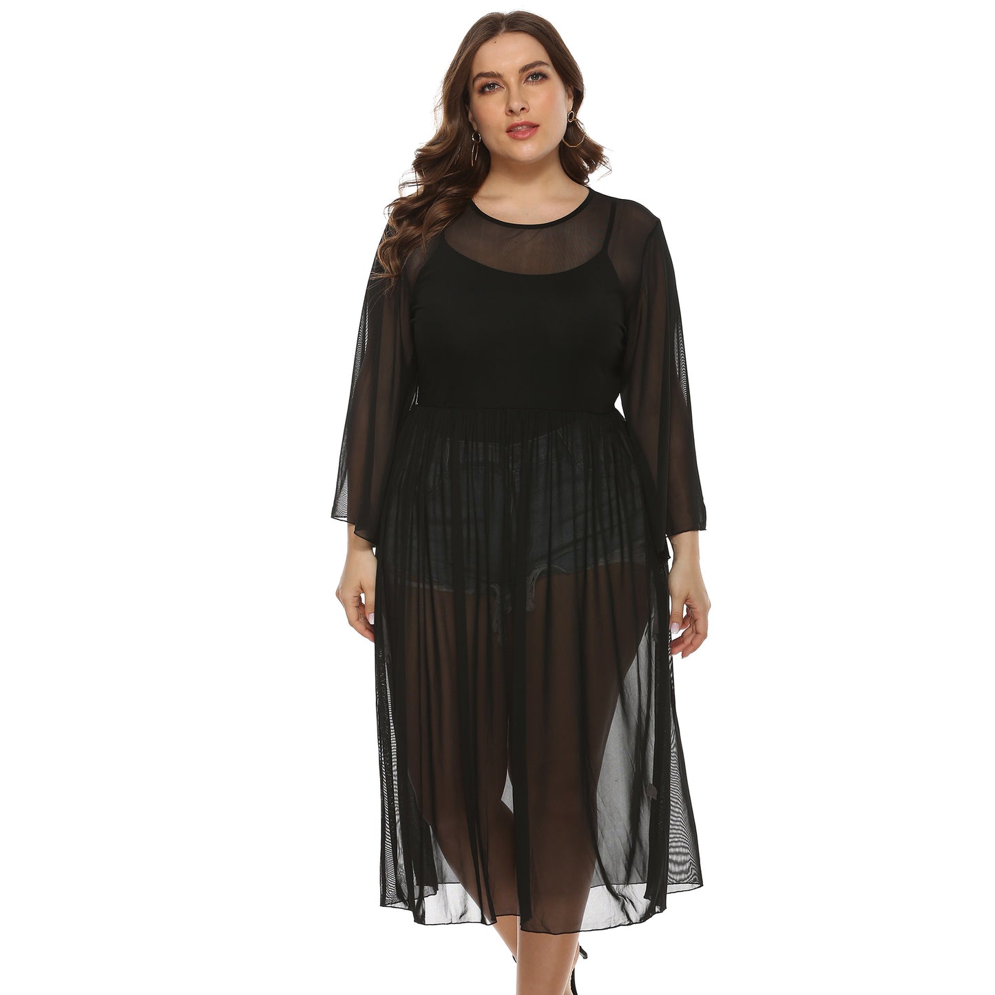 Black Sexy See Throught Plus Sizes Summber Beach Cover Ups
